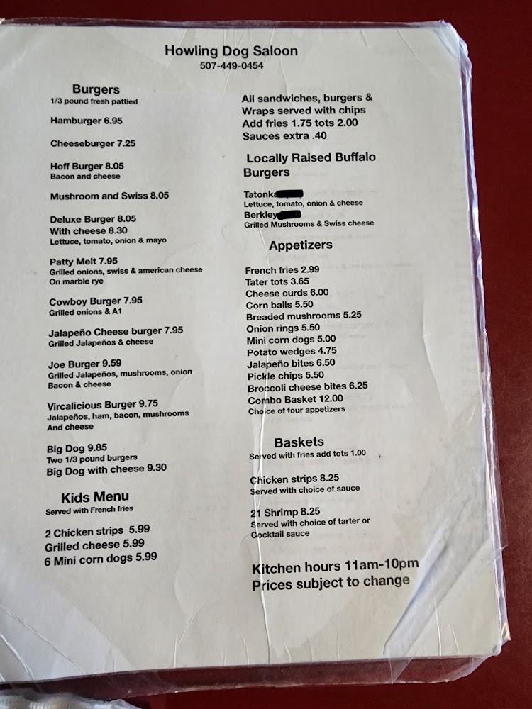 Howling Dog Saloon Menu image 4